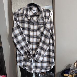 Ci Sono Black and White Plaid Blouse